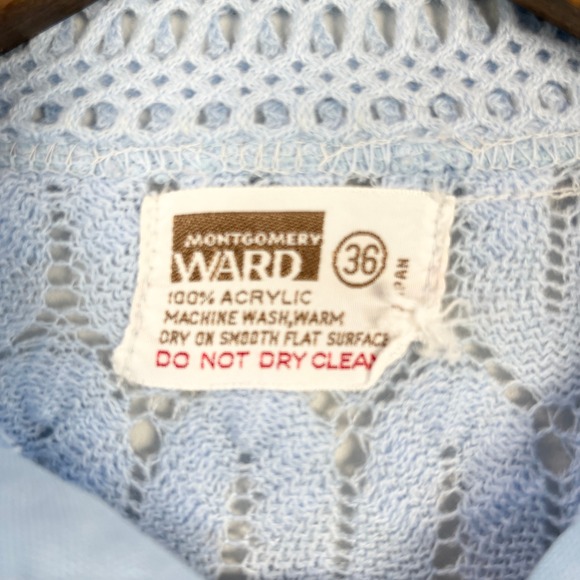 Vintage Montgomery Ward Womens 60s 70s Crochet Cardigan Japan Coquette Cottage - Picture 7 of 11